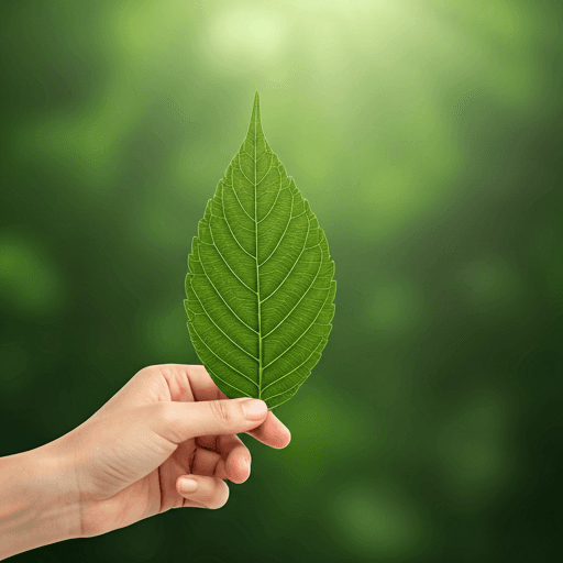 A hand gently touching a green leaf during a botanical health assessment